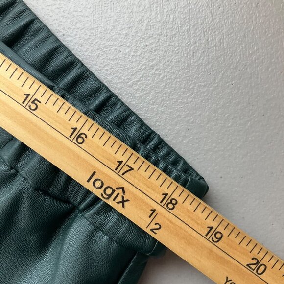 Ann Taylor Sz Medium Pants Emerald Green Faux Leather Pull-On - Picture 9 of 15